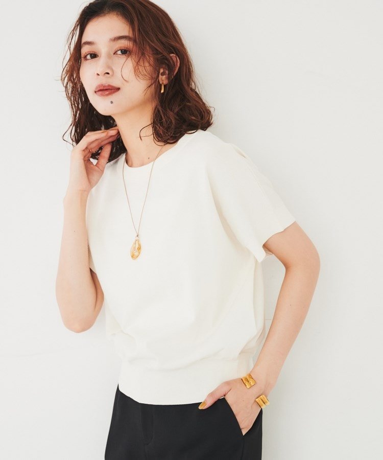 【SALE／33%OFF】UNTITLED 【2WAY/薄手/清涼感】コットンエステル サマーニット アンタイトル トップス ニット ブラック ホワイト ベージュ パープル【送料無料】