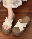 【SALE/10%OFF】miniministore 厚底サンダル レディース クロッシー編み ミニミニストア シューズ・靴 サンダル ブラック ホワイト【送料...
