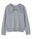 pom ponette junior リボン衿ニット ナルミヤオンライン トップス ニット ブルー【送料無料】
