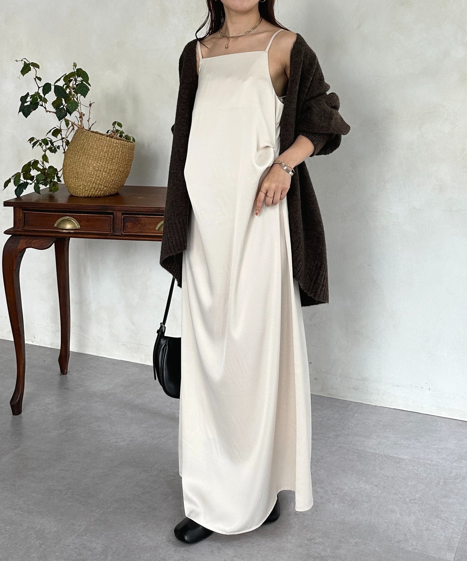 【SALE／36%OFF】Thevon. マットサテンドレープキャミワンピース ゼヴォン ワンピース・ドレス その他..