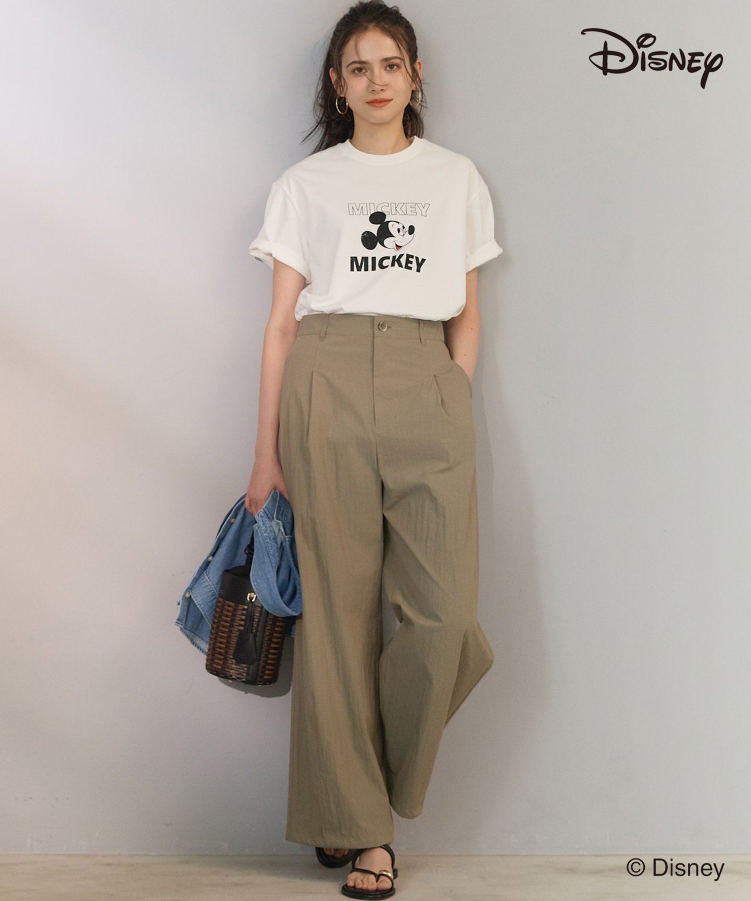23区 L 【SLOW/一部店舗限定】Mickeyデザイン Tシャツ ニジュウサンク トップス カットソー・Tシャツ ホワイト