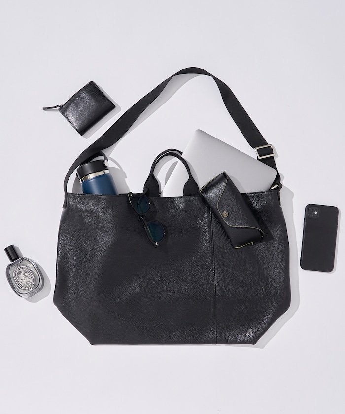 2WAY Leather Messenger Bag / 2WAYレザーメッセンジャーバッグ / 牛革 フリークスストア バッグ ショルダーバッグ ブラック