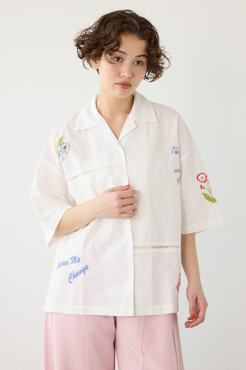 RODEO CROWNS WIDE BOWL INDIA EMBROIDERY シャツ ロデオクラウンズワイドボウル トップス シャツ・ブラウス ブラック ホワイト