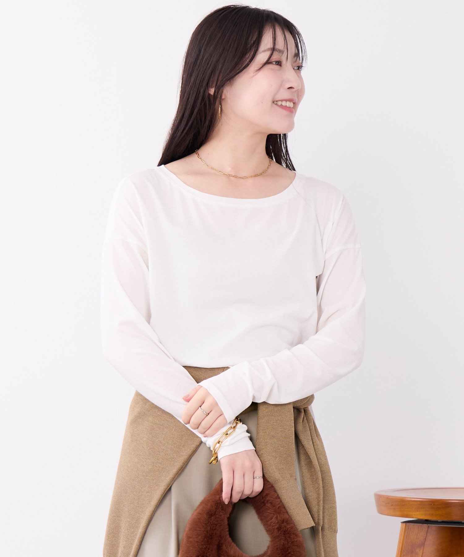 MICA&DEAL 接触冷感-ハイツイストプルオーバー マイカアンドディール トップス カットソー・Tシャツ ブラック オレンジ ホワイト
