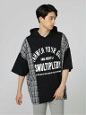 【SALE/55%OFF】semanticdesign サイドチェック クルーネック 半袖BIGTパーカー タカキュー トップス パーカー・フーディー ブラック