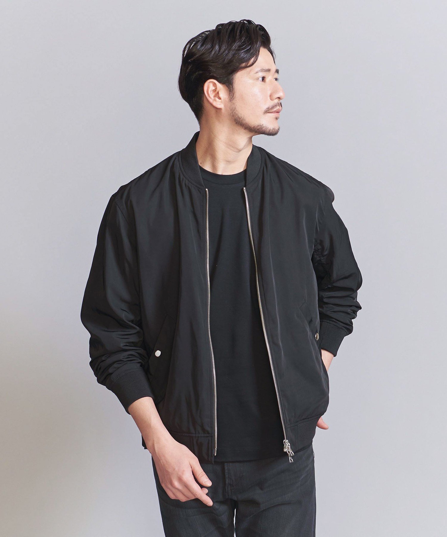 BEAUTY&YOUTH UNITED ARROWS 【WEB限定 WARDROBE SMART】ライト ツイル MA-1 ブルゾン ビューティー＆ユース　ユナイテッドアローズ ジャケット・アウター MA-1 ブラック カーキ【送料無料】