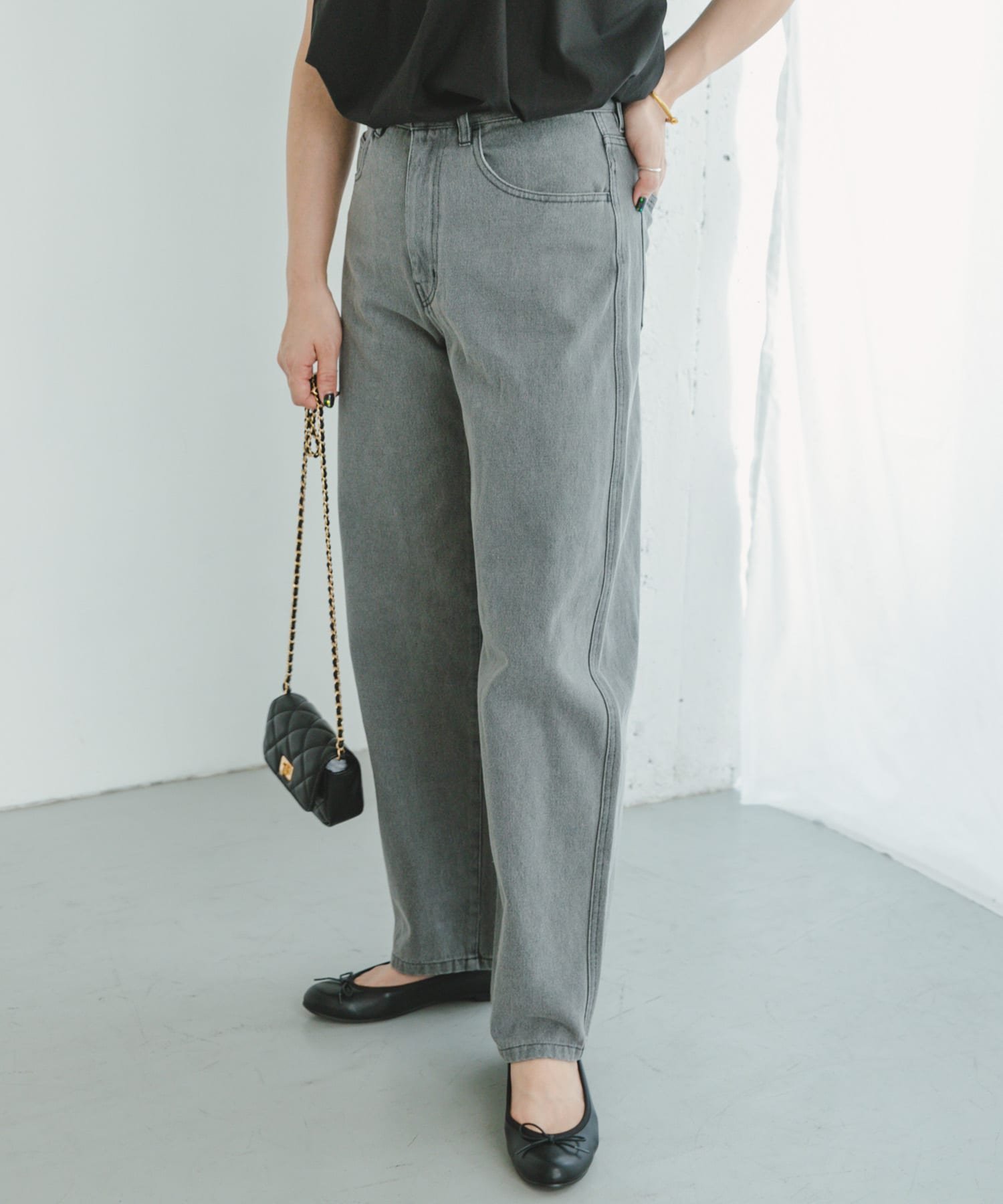 ITEMS カーブデニムパンツ アーバンリサーチアイテムズ パンツ ジーンズ・デニムパンツ ブラック ネイビー【送料無料】のサムネイル