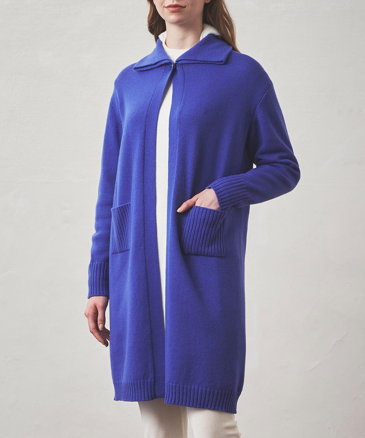 【SALE／30%OFF】STUDIO PICONE ウール100%ロングニットカーディガン スタジオピッコーネ トップス カーディガン ブルー グレー ホワイト ベージュ【送料無料】