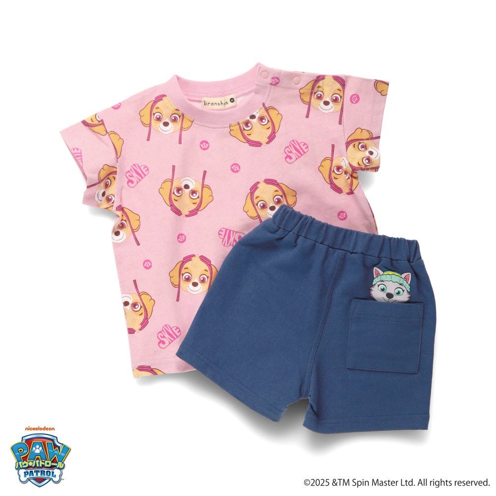 【SALE／20%OFF】branshes 【PAW PATOROL(パウ・パトロール)】総柄プリント半袖Tシャツ&ボトムスセット ブランシェス マタニティウェア・ベビー用品 その他のベビーグッズ ピンク ブルー