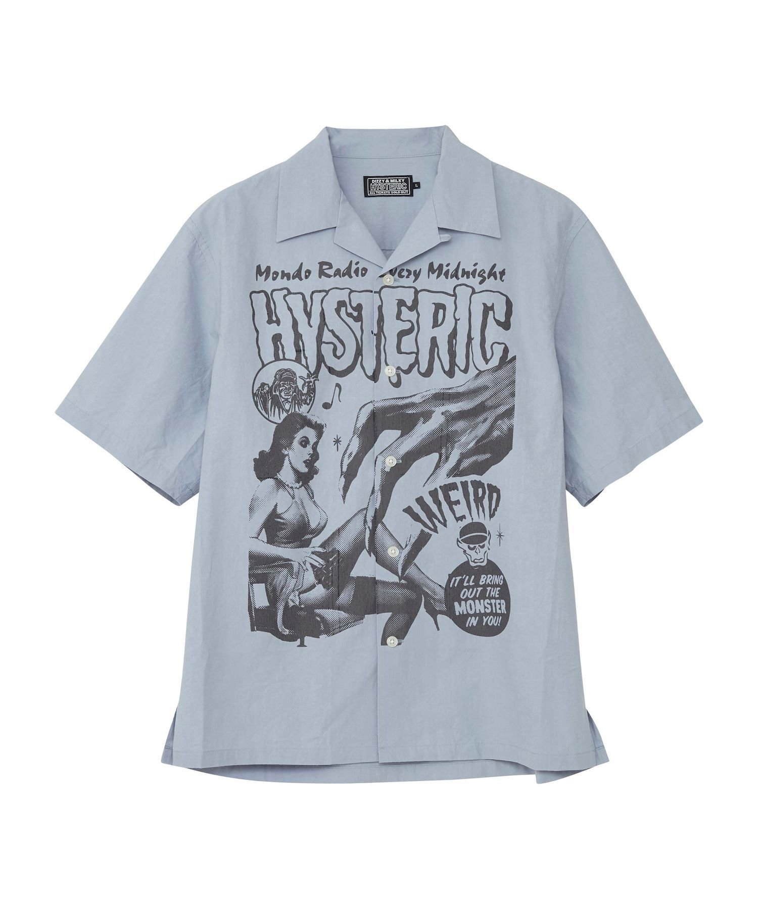 HYSTERIC GLAMOUR HYSTERIC GLAMOUR/(M)MONDO RADIO オープンカラーシャツ ヒステリックグラマー シャツ/ブラウス 半袖シャツ ブラック ブルー ホワイト【送料無料】