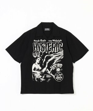 HYSTERIC GLAMOUR HYSTERIC GLAMOUR/(M)MONDO RADIO オープンカラーシャツ ヒステリックグラマー シャツ/ブラウス 半袖シャツ ブラック ブルー ホワイト【送料無料】