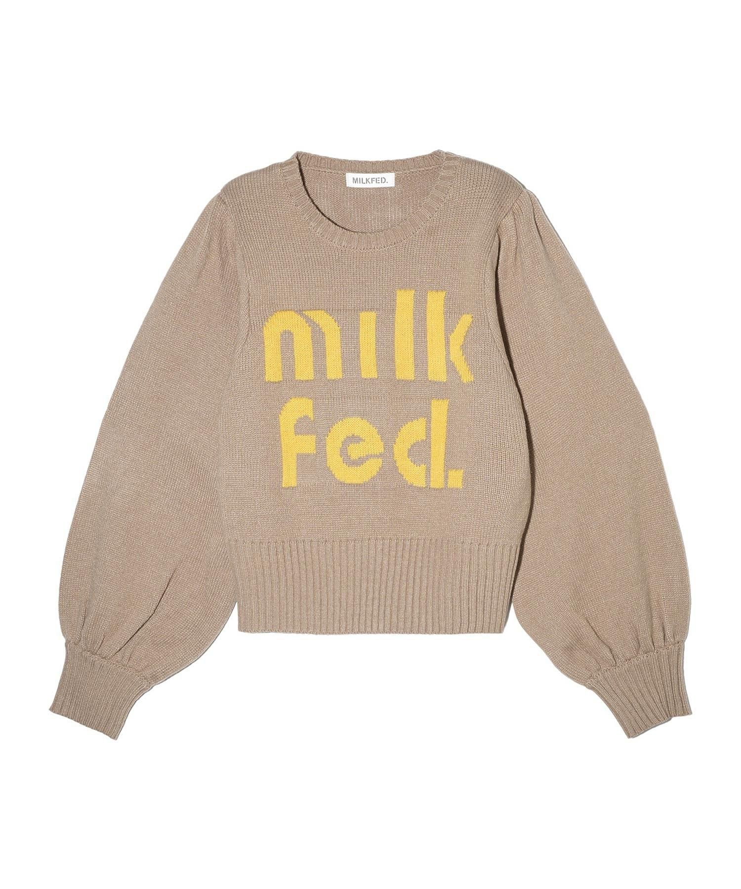 MILKFED. MILKFED LOGO KNIT TOP ミルクフェド トップス ニット ブルー ベージュ ブラック