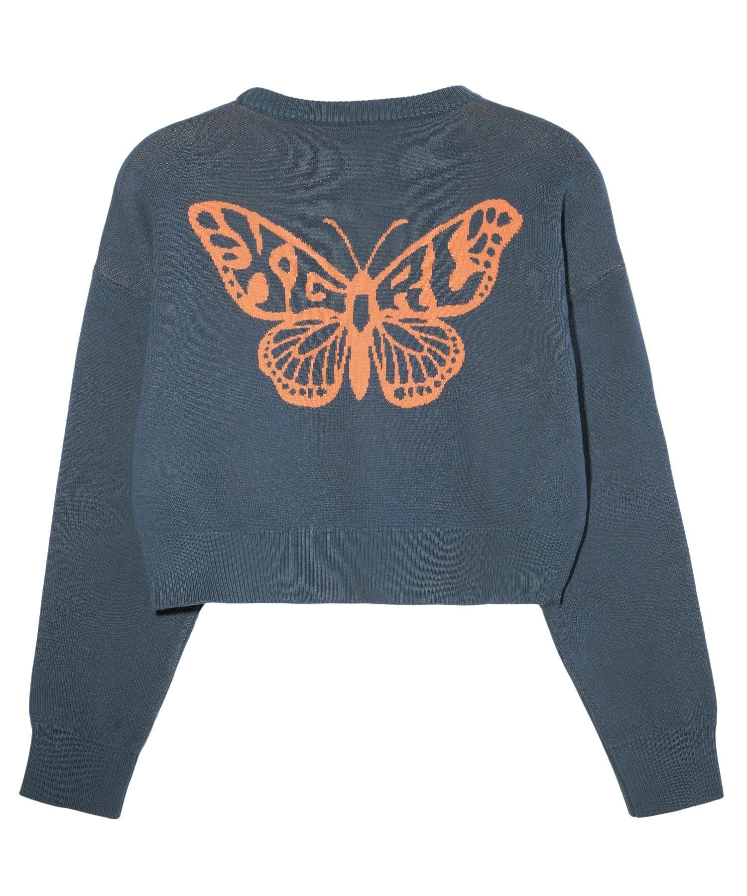 X-girl BUTTERFLY COMPACT KNIT TOP エックスガール トップス ニット グレー ブラック ブルー