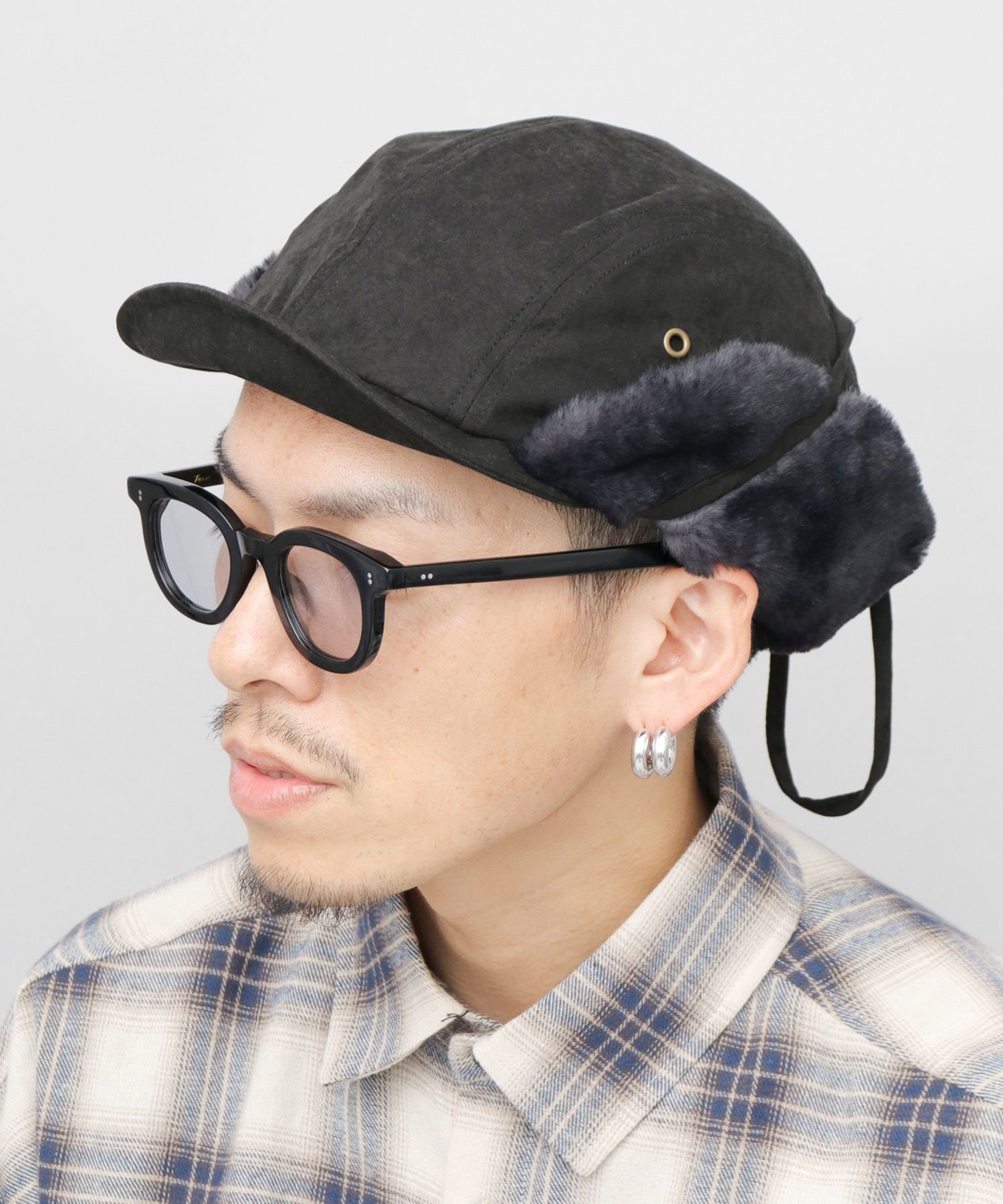 ReqHatter キャップ 帽子 ハンターキャップ ファーキャップ 耳当て 黒 カーキ 2way エー.エム.エス. 帽子 キャップ ブラック カーキグリーン【送料無料】