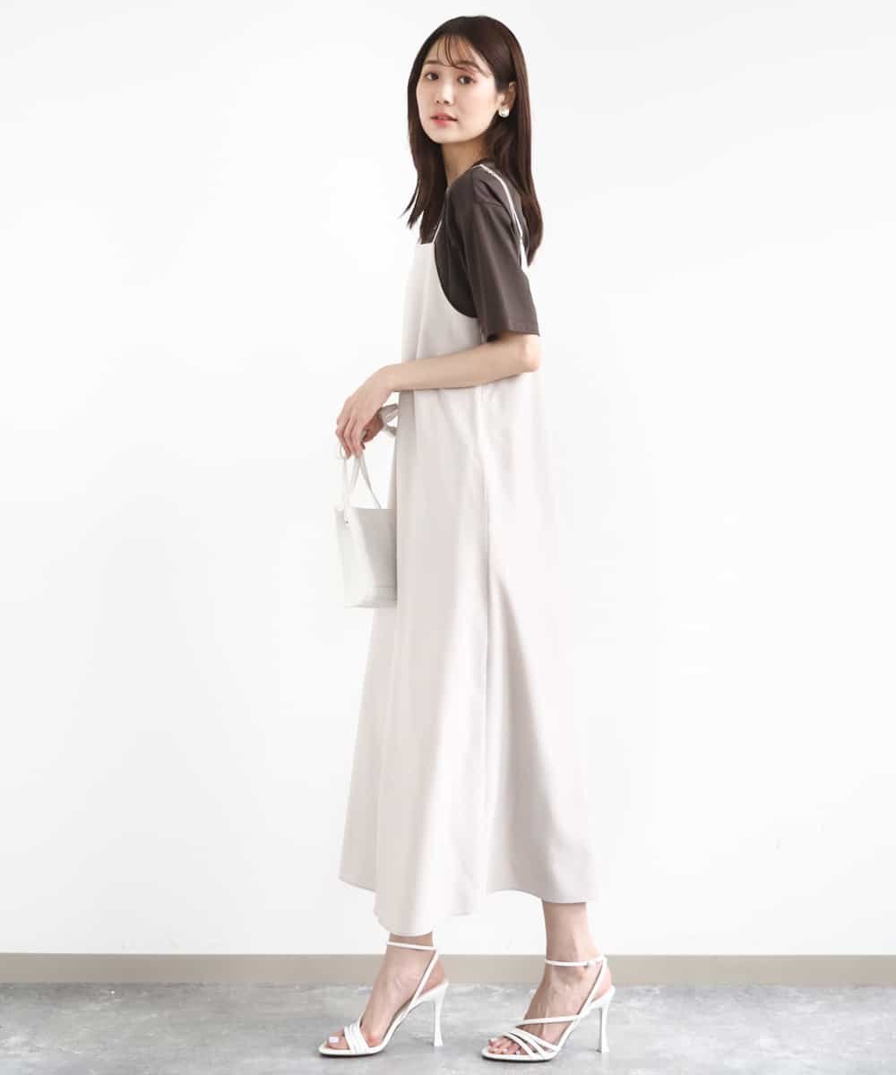 MK MICHEL KLEIN リネンライク 2wayキャミワンピース/洗える エムケーミッシェルクラン ワンピース・ドレス ワンピース グレー