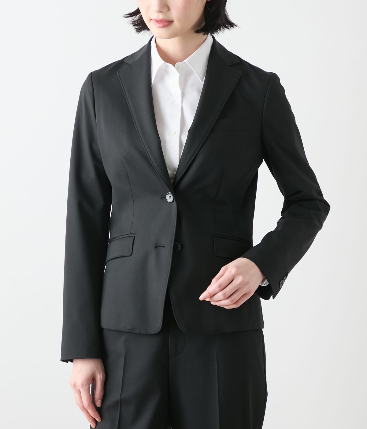NEWYORKER WOMEN 【ウォッシャブル】2WAYストレッチツイル ノッチドラペル2釦ジャケット ニューヨーカー ジャケット・アウター テーラードジャケット・ブレザー ブラック