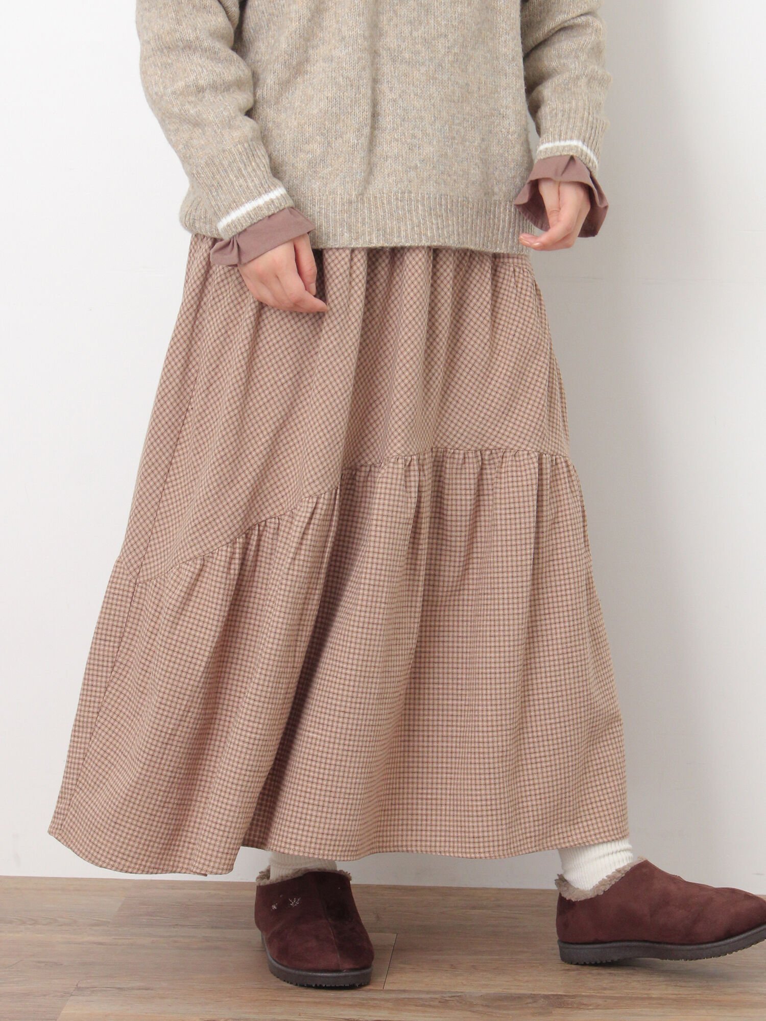 【SALE／20%OFF】Samansa Mos2 チェック柄変形ティアードスカート サマンサモスモス スカート その他のスカート ネイビー ピンク ブラウン【送料無料】のサムネイル