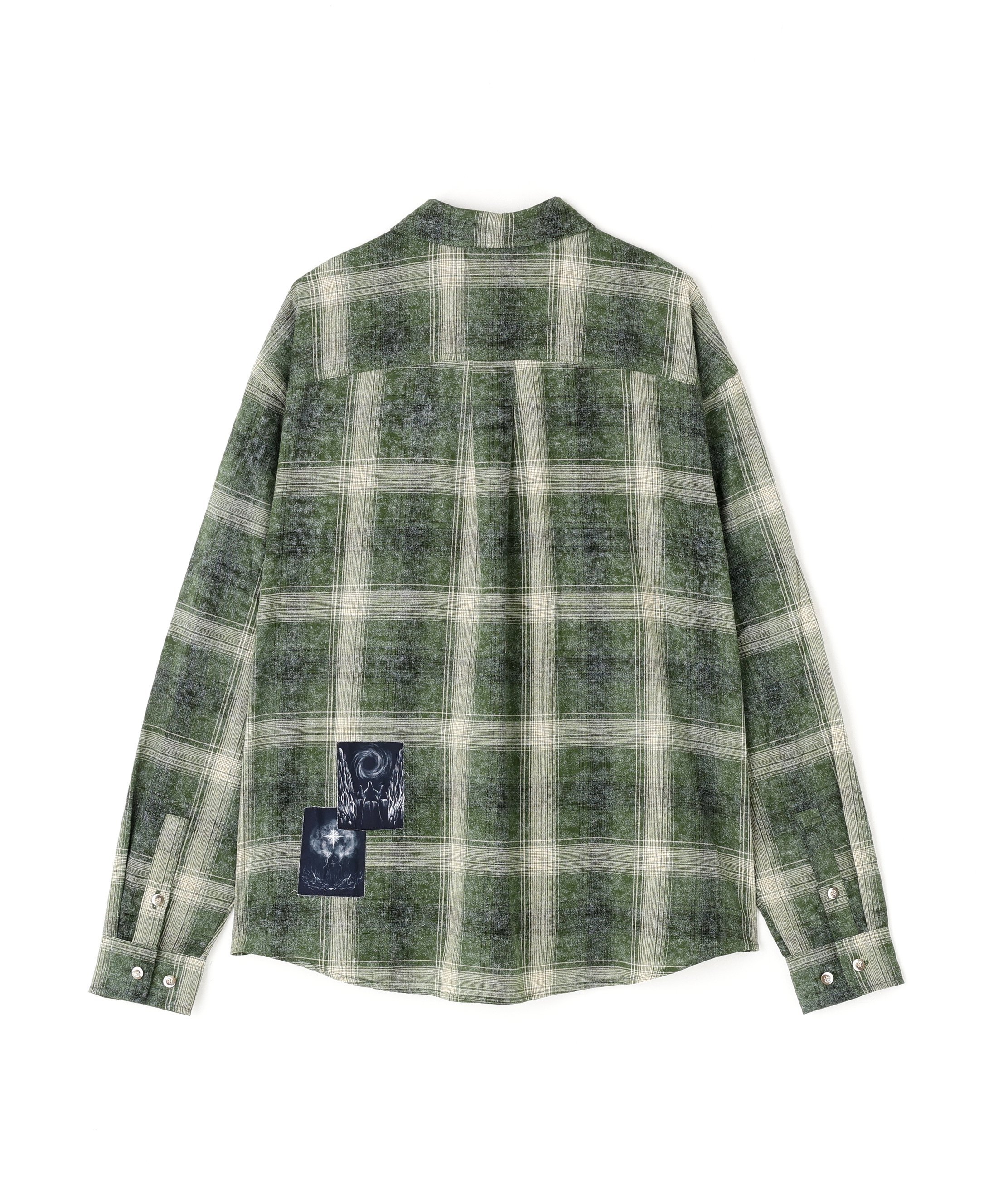 LHP NOT4NERD/ノットフォーナード/TEMPLE PATCH CHEKERED SHIRT エルエイチピー トップス シャツ・ブラウス グリーン ブラウン
