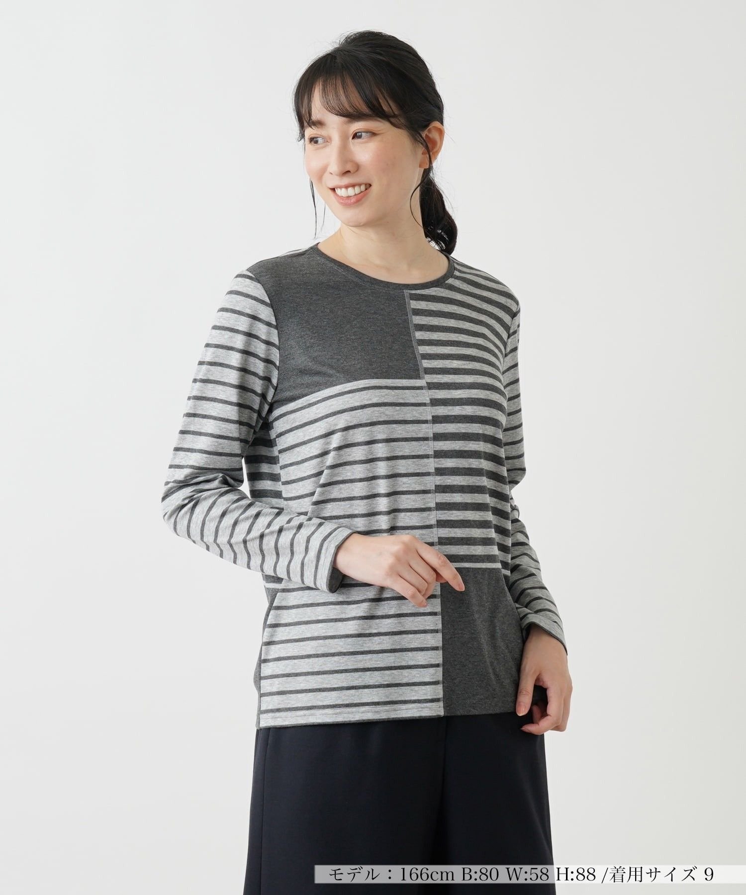 Leilian カットソー レリアン トップス カットソー・Tシャツ ネイビー グレー
