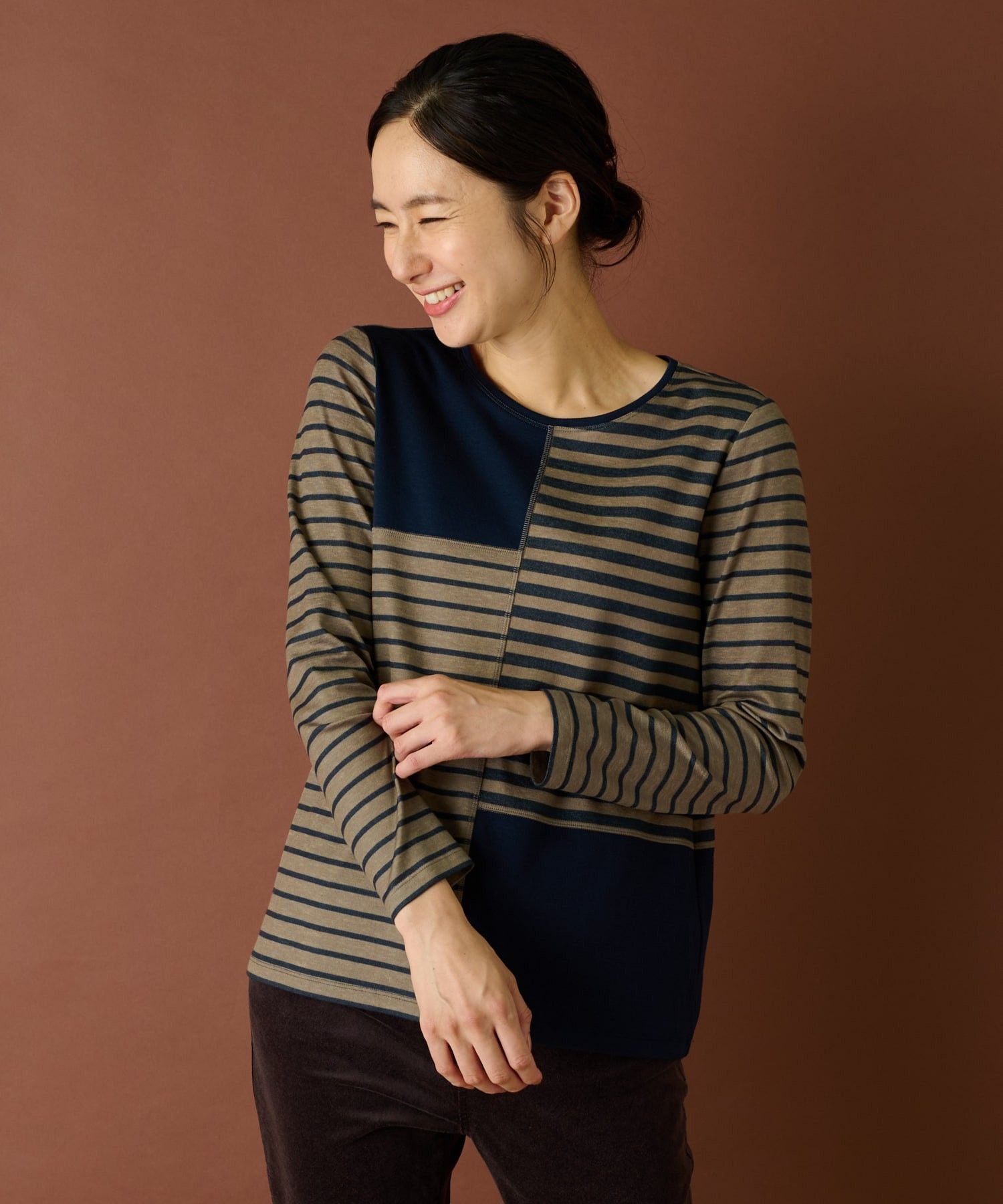 Leilian カットソー レリアン トップス カットソー・Tシャツ ネイビー グレー