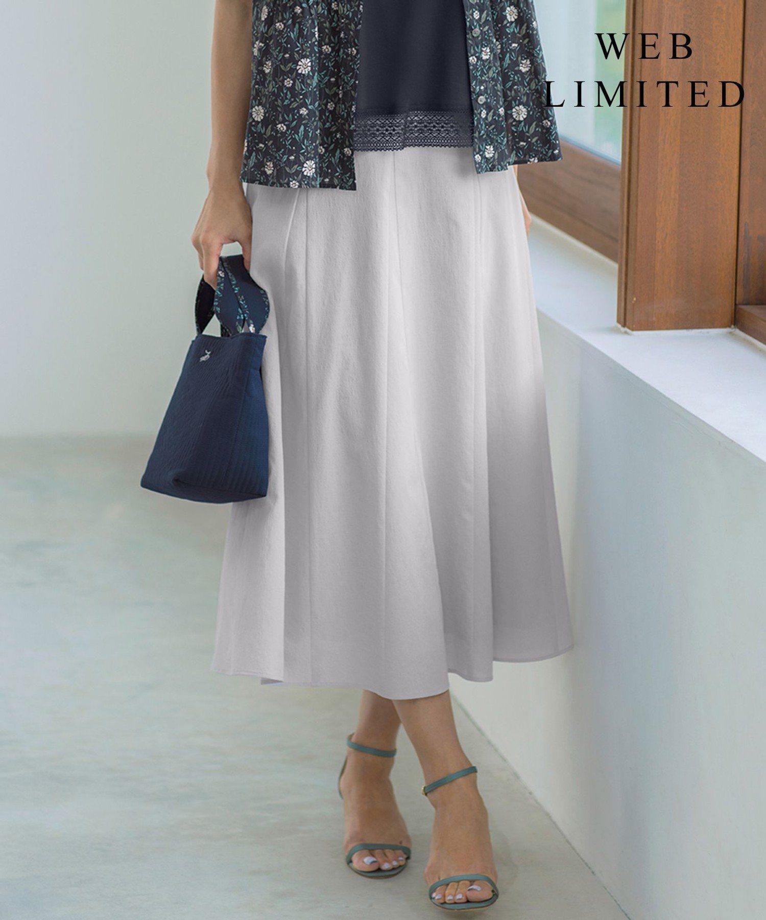 J.PRESS LADIES L 【WEB限定カラーあり】アキハ BREEZE COOL フレア スカート ジェイプレス スカート ロング・マキシスカート グレー ブラウン【送料無料】