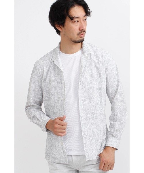 HIGH STREET HIGH STREET∴ブラッシュプリントサッカーショートウイングシャツ トルネードマート トップス シャツ・ブラウス ブルー