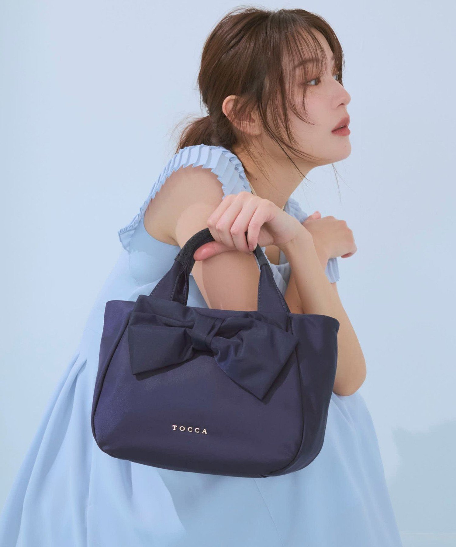 TOCCA RIBBON CUBE NYLON MINI TOTE ミニトートバッグ【星風まどかさん着用】 トッカ バッグ トートバッグ レッド ブラック ピンク ネイビー【送料無料】
