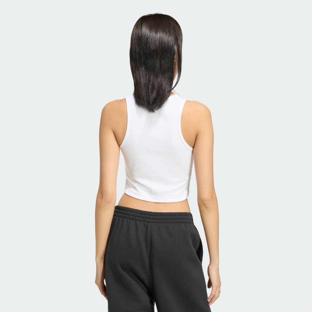 【公式】アディダス adidas 返品可 エッセンシャル リブ タンクトップ アディダス トップス ノースリーブ・タンクトップ ホワイト