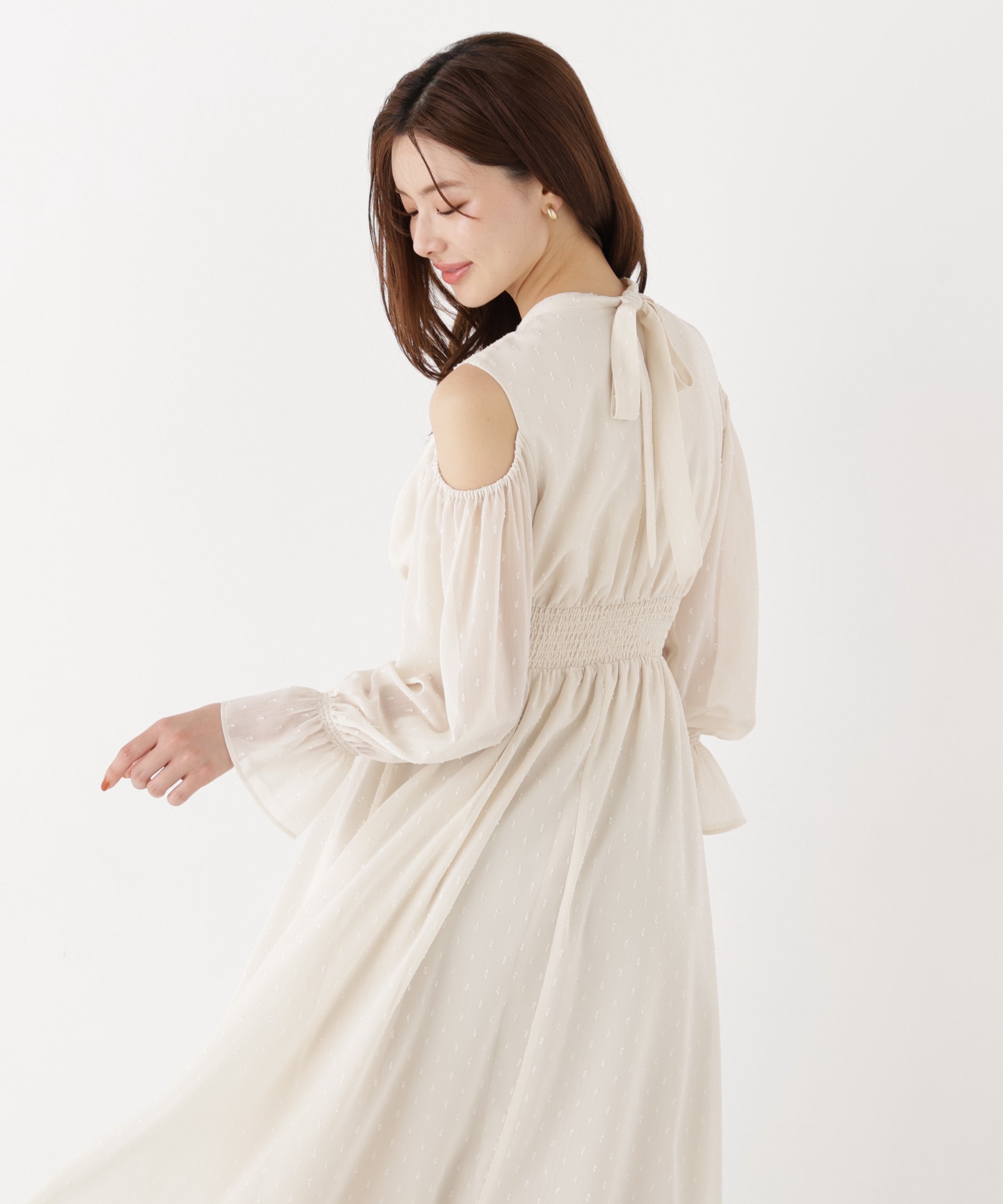 PROPORTION BODY DRESSING オープンショルダーワンピース プロポーションボディドレッシング ワンピース・ドレス ワンピース ベージュ