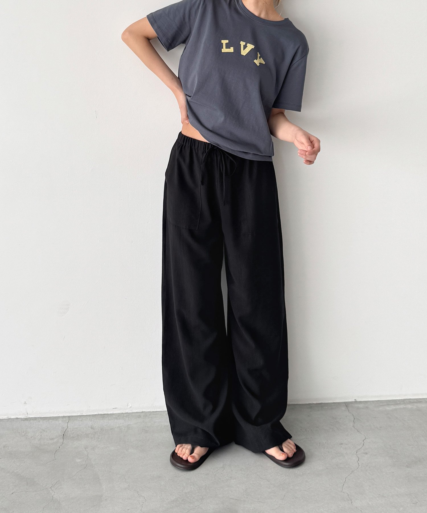 El mar レーヨンベイカーイージーパンツ キャナルジーン パンツ その他のパンツ グレー ブラック ブラウン