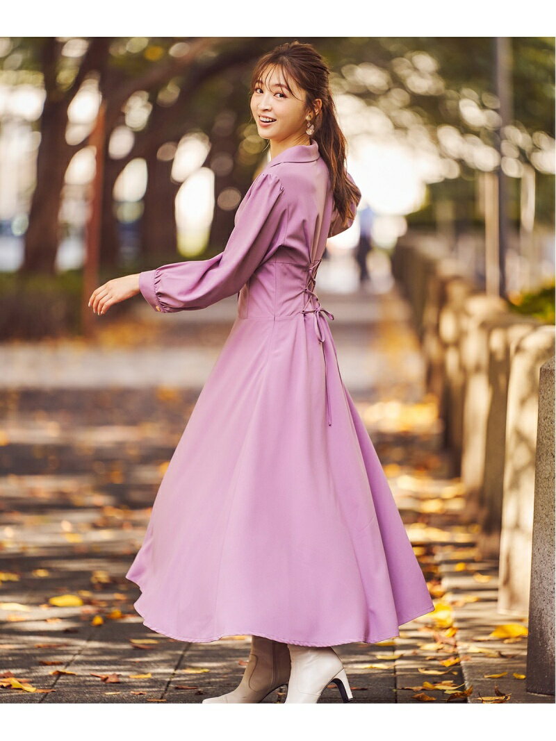 【SALE／40%OFF】ウィルセレクション オープンカラーコルセットワンピース ウィルセレクション ワンピース ワンピースその他 パープル ブラウン【送料無料】のサムネイル