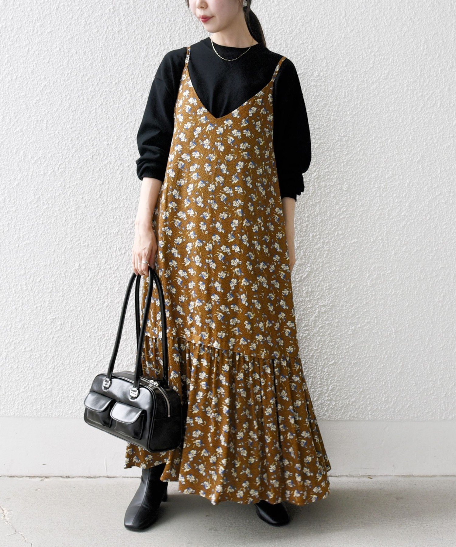 【SALE／60%OFF】SHIPS any SHIPS any:＜手洗い可能＞TROUILLET プチ フラワー フレア キャミワンピース シップス ワンピース・ドレス ワンピース ネイビー ブラウン【送料無料】