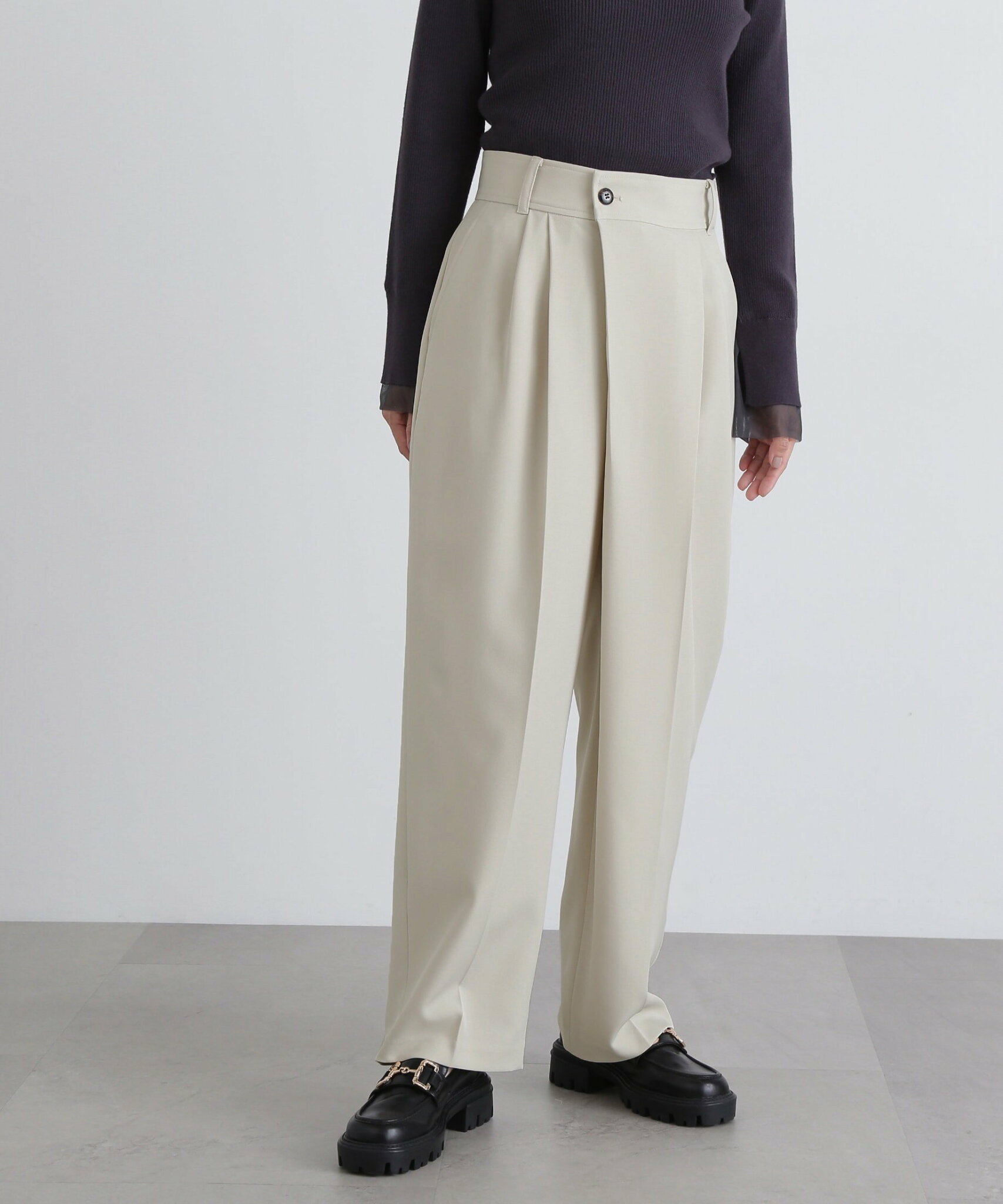 【SALE/10%OFF】N. Natural Beauty Basic ウエストアシメラップパンツ エヌ ナチュラルビューティーベーシック* パンツ その他のパンツ ベージュ ホワイト【送料無料】