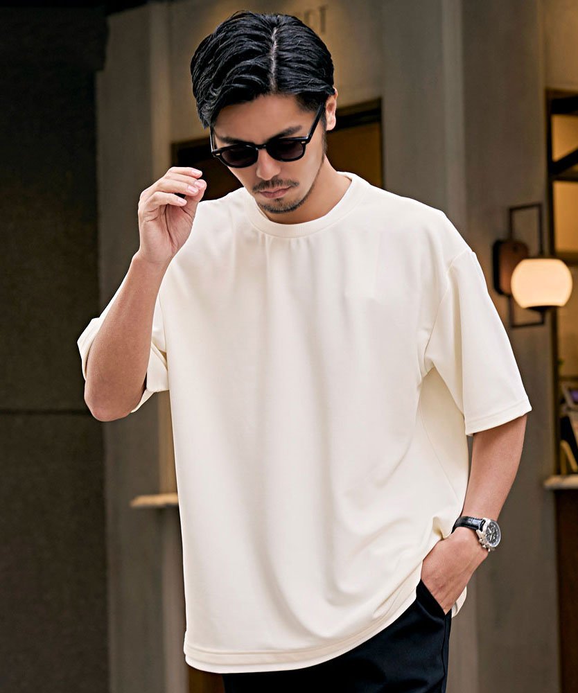 CavariA クルーネック フェイクレイヤード半袖Tシャツ シルバーバレット トップス カットソー・Tシャツ ホワイト ブラック グレー