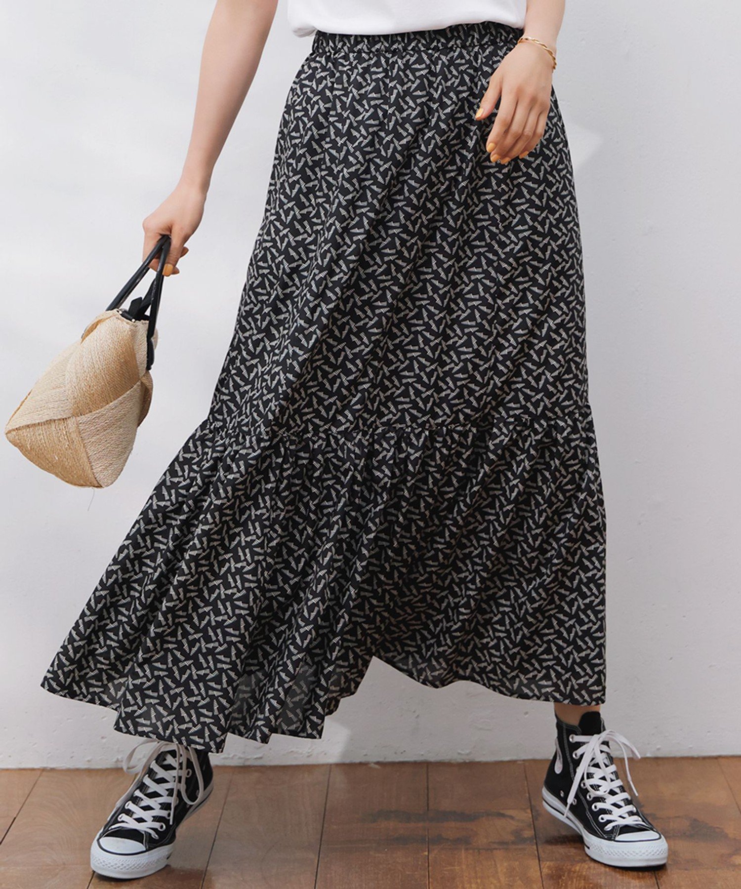 【SALE／30%OFF】23区 S 【洗える】エスパドリーユプリント ティアード スカート ニジュウサンク スカ..