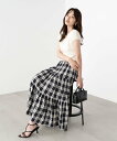 PROPORTION BODY DRESSING チェック柄ティアードスカート プロポーションボディドレッシング スカート その他のスカート ベージュ ブラウン【送料無料】