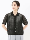 【SALE/10%OFF】m.f.editorial ハンドウォッシャブル シアーチェック ニットシャツ 【25AW】 タカキュー トップス カーディガン ホワイト【送料無料】