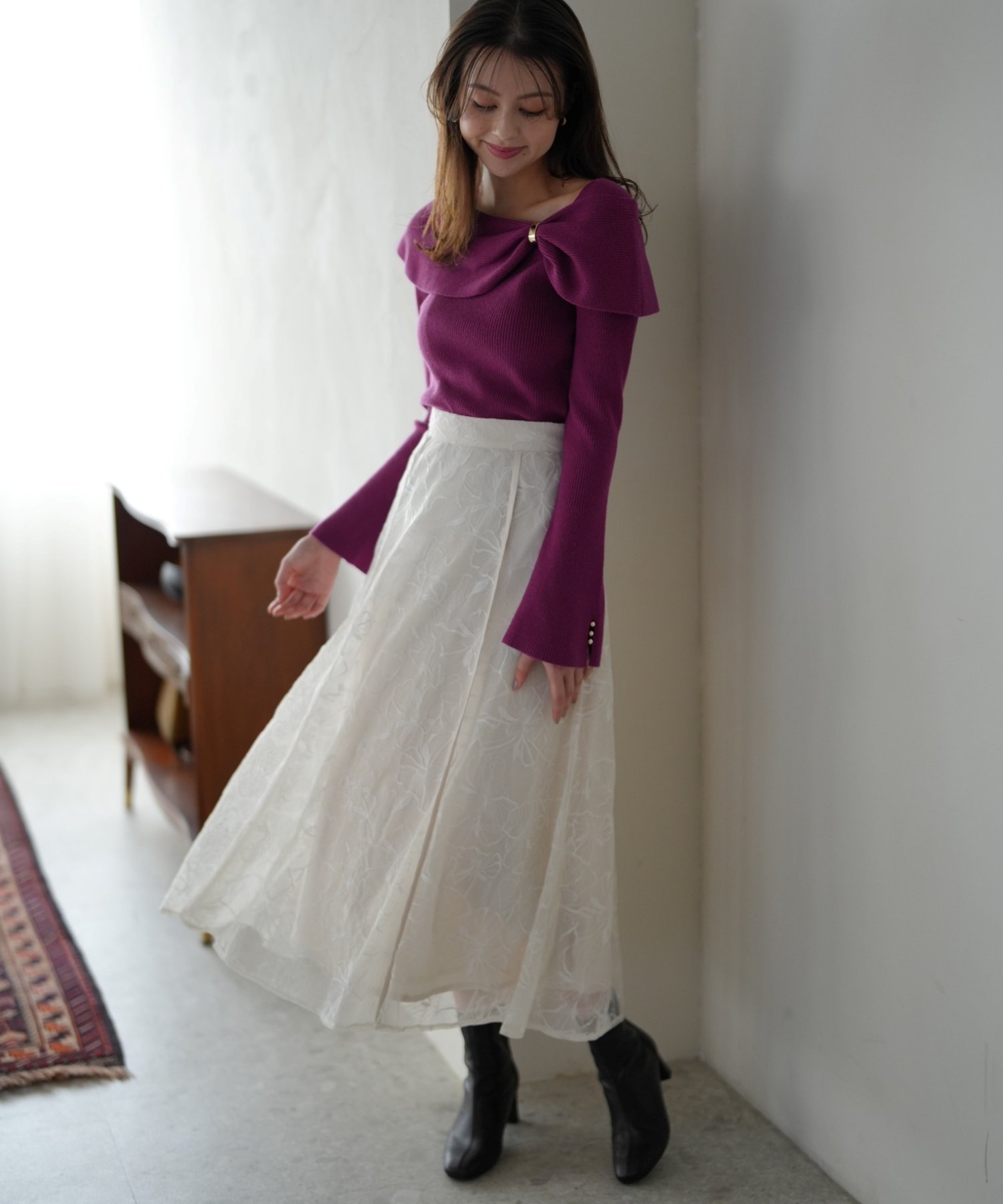 MISCH MASCH MM547220 ラメ刺繍パイピングスカート ミッシュマッシュ スカート その他のスカート ホワイト グレー【送料無料】のサムネイル