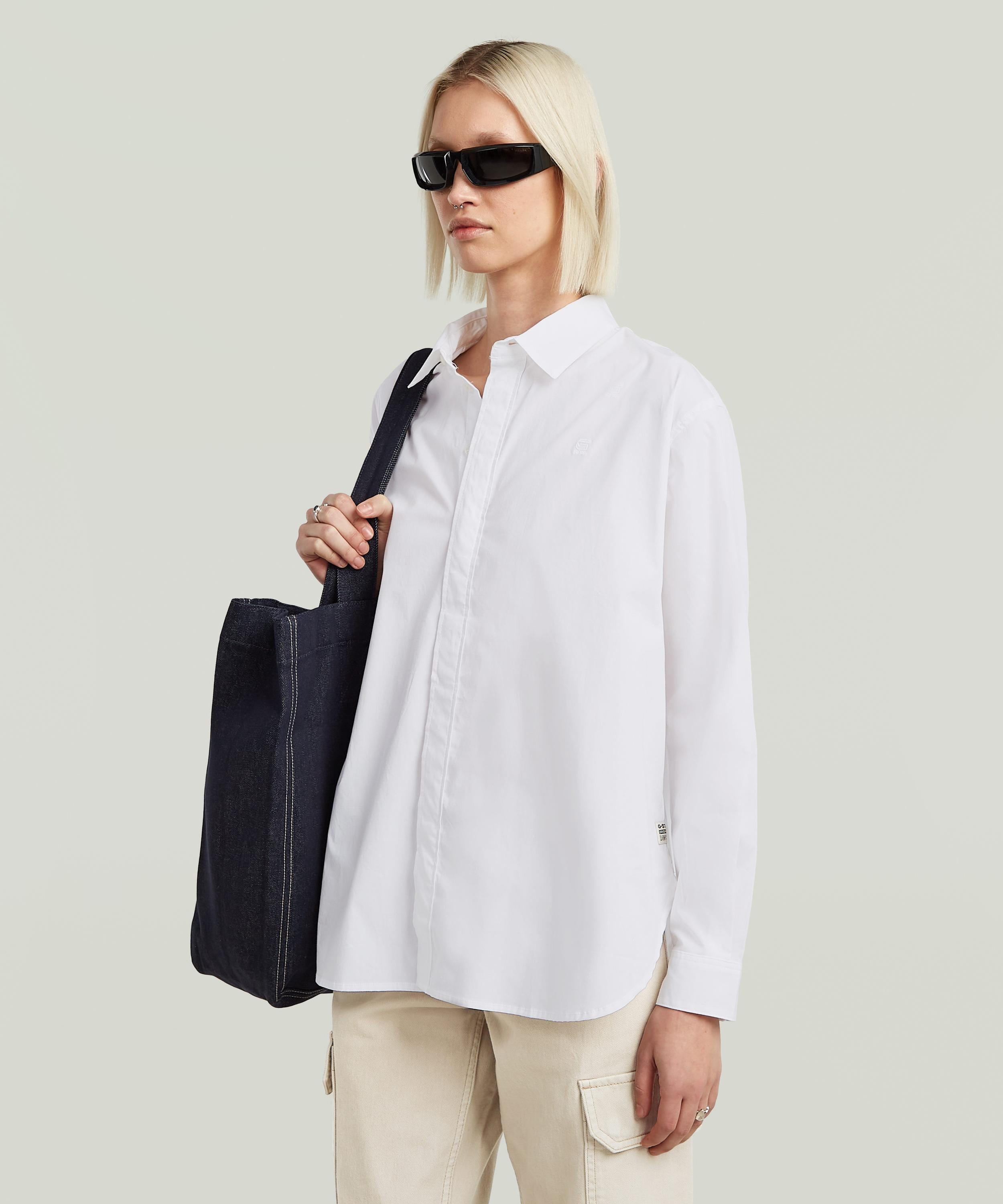 【公式ショップ】【UNISEX】Clean Boyfriend Shirt/クリーンオーバーサイズリラックスシャツ ジースターロゥ トップス シャツ・ブラウス ホワイト