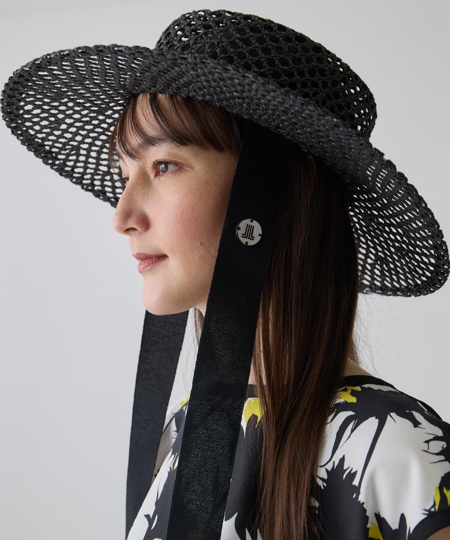 LANVIN COLLECTION リボン付きカンカン帽 ランバン コレクション 帽子 その他の帽子 ブラック【送料無料】