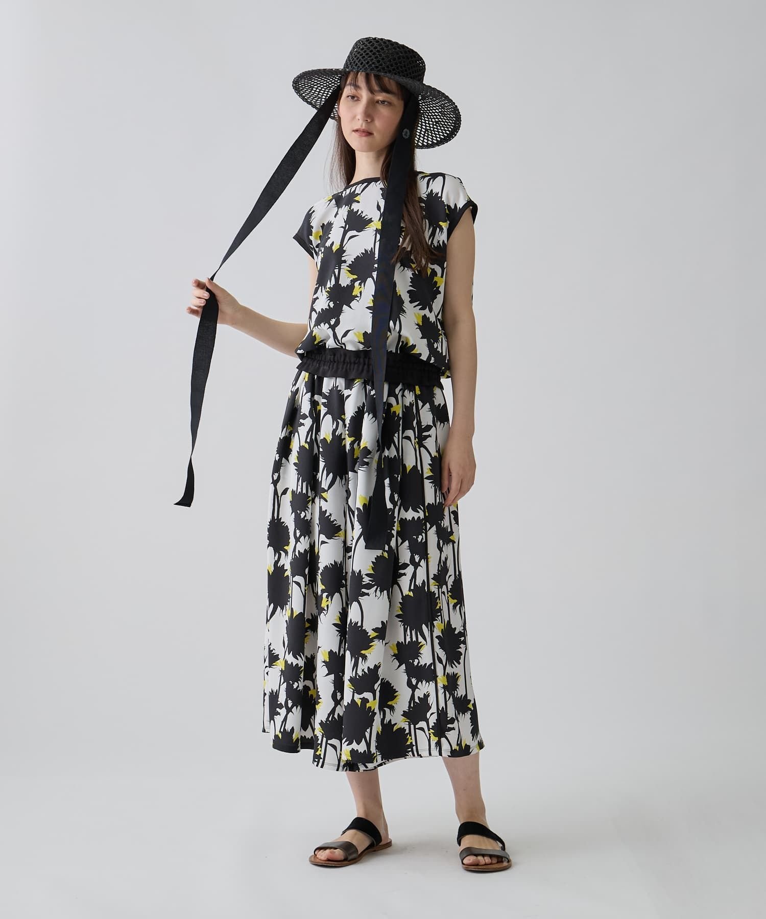 LANVIN COLLECTION リボン付きカンカン帽 ランバン コレクション 帽子 その他の帽子 ブラック【送料無料】