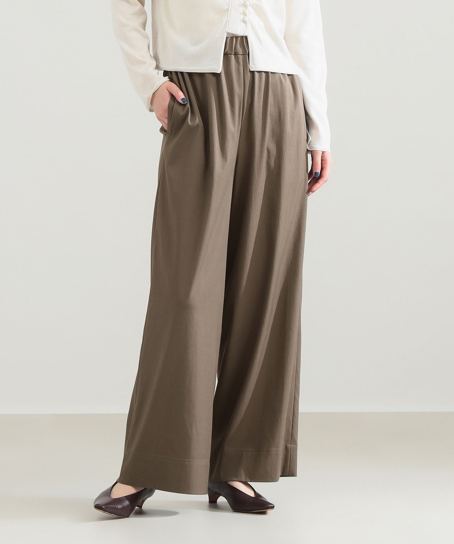 Demi-Luxe BEAMS リヨセル ナイロン イージーパンツ デミルクス ビームス パンツ その他のパンツ カーキグリーン ホワイト【送料無料】