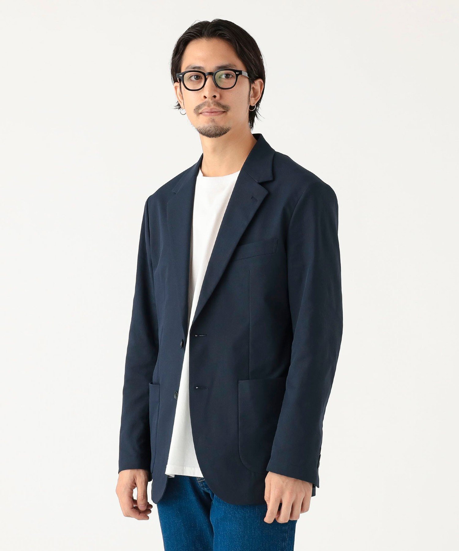 ポリエステルスパン ツイル ジャケット(レギュラーフィット) ビームス アウトレット ジャケット・アウター テーラードジャケット・ブレザー ネイビー