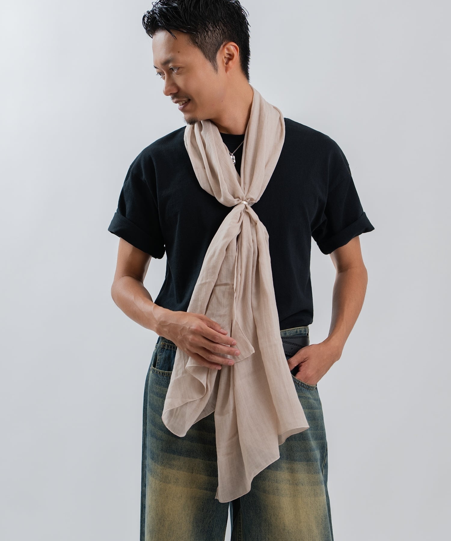 【SALE／10%OFF】improves 大判 無地 ロング ストール インプローブス アクセサリー・腕時計 その他のアクセサリー・腕時計 ブラック ホワイト ベージュ グレー ネイビー