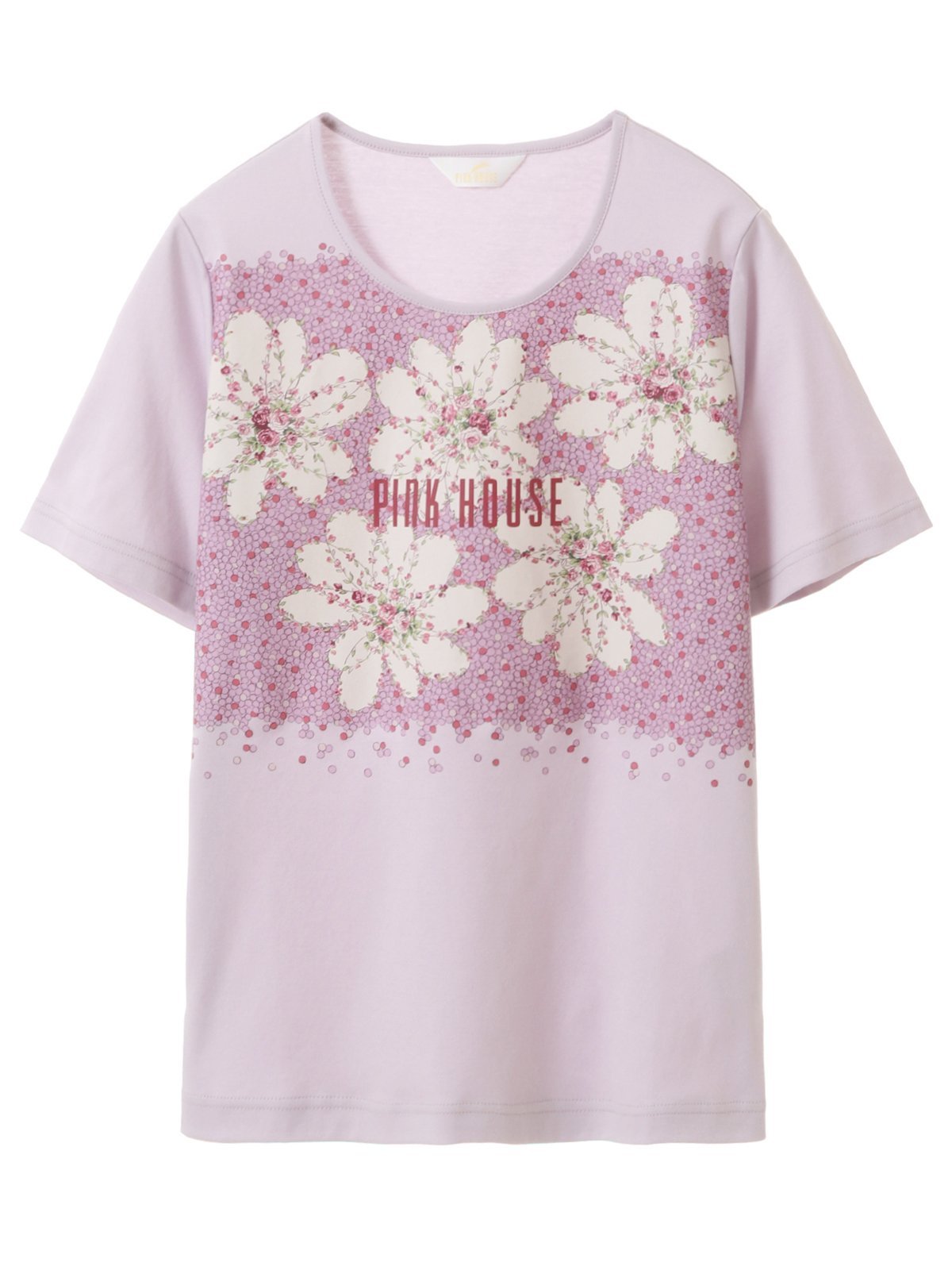 PINK HOUSE マーブルローズプリント使いカットソー ピンクハウス トップス カットソー・Tシャツ パープル ブラック ホワイト