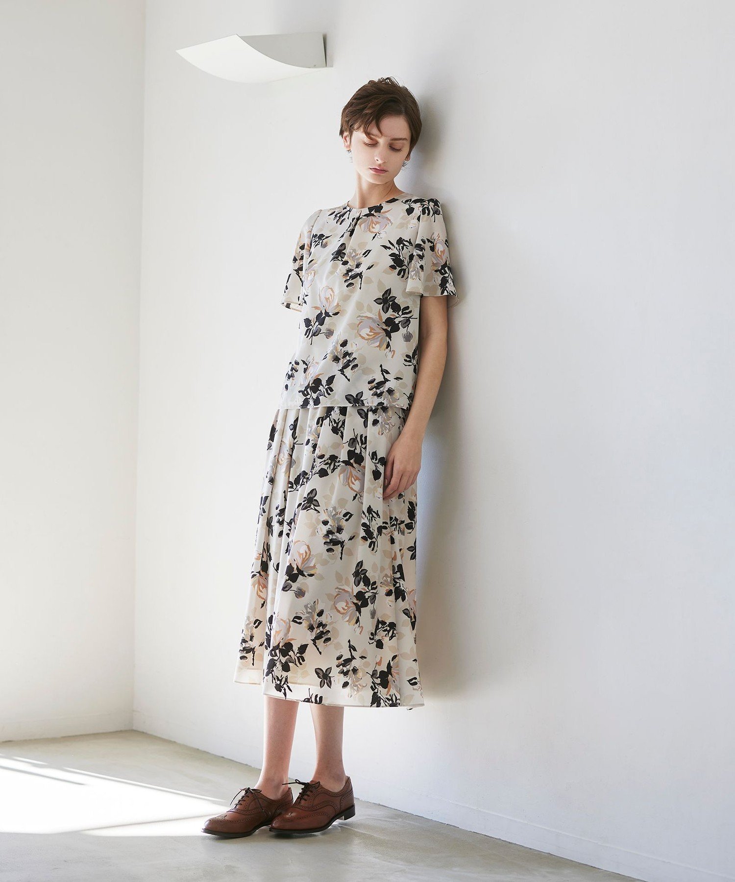 Paul Stuart 【WEB・一部店舗限定】フローラル/ドットプリント スカート ポール・スチュアート スカート その他のスカート ブラック ホワイト