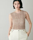 【SALE/40%OFF】LARUTA 透かし柄ノースリプルオーバー ラルータ トップス その他のトップス ブラック ベージュ ブラウン