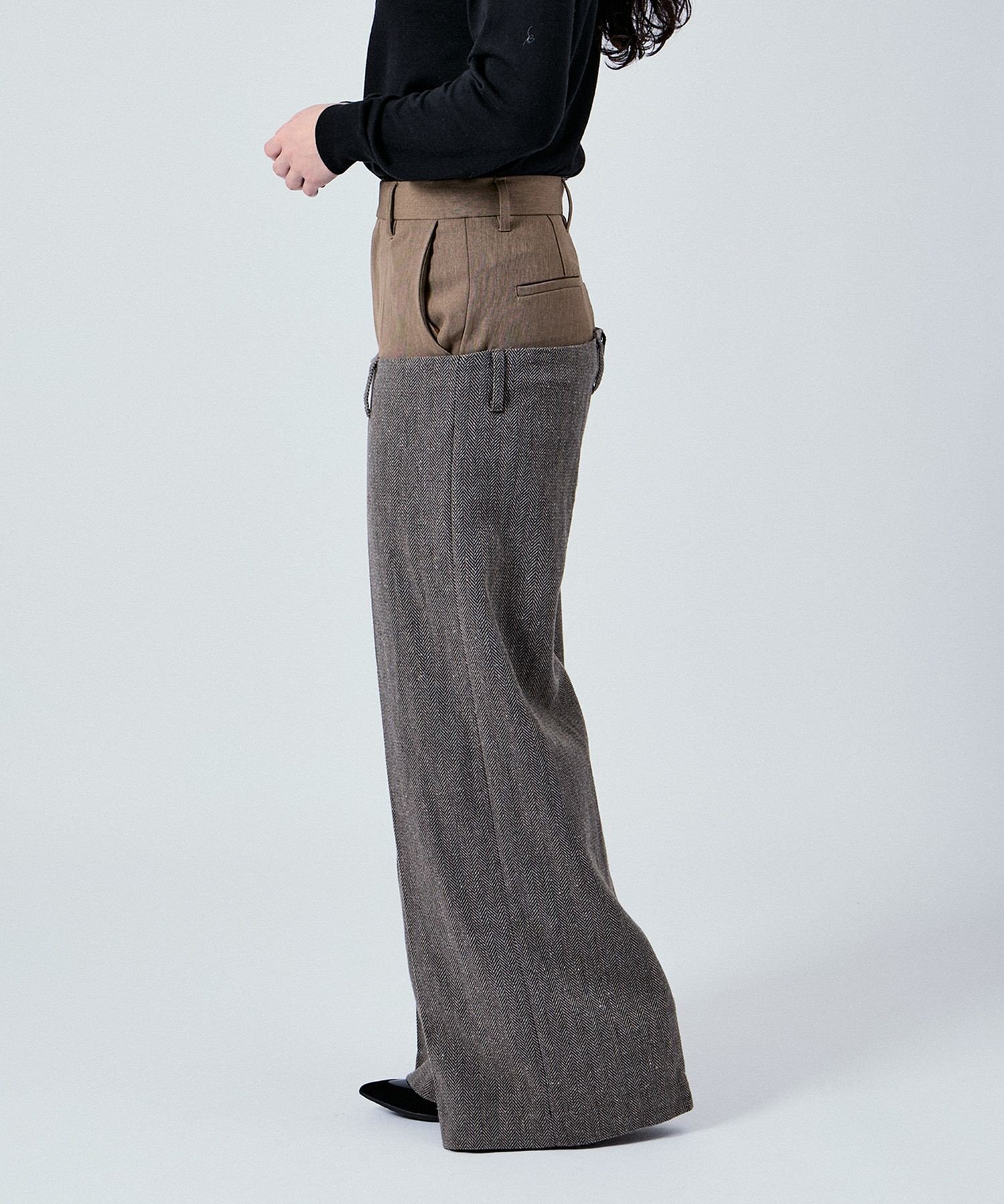 【SALE／50%OFF】M TO R LOW-SLUNG LIKE PANTS アダムエロペ パンツ スラックス・ドレスパンツ グレー ブラウン【送料無料】
