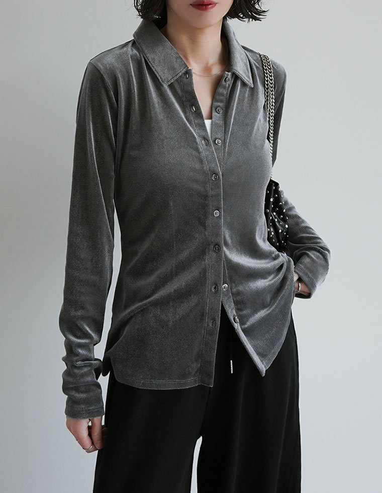 Re:EDIT シアーベロアシャツ リエディ トップス シャツ・ブラウス ホワイト グレー ブラウン グリーン【送料無料】のサムネイル