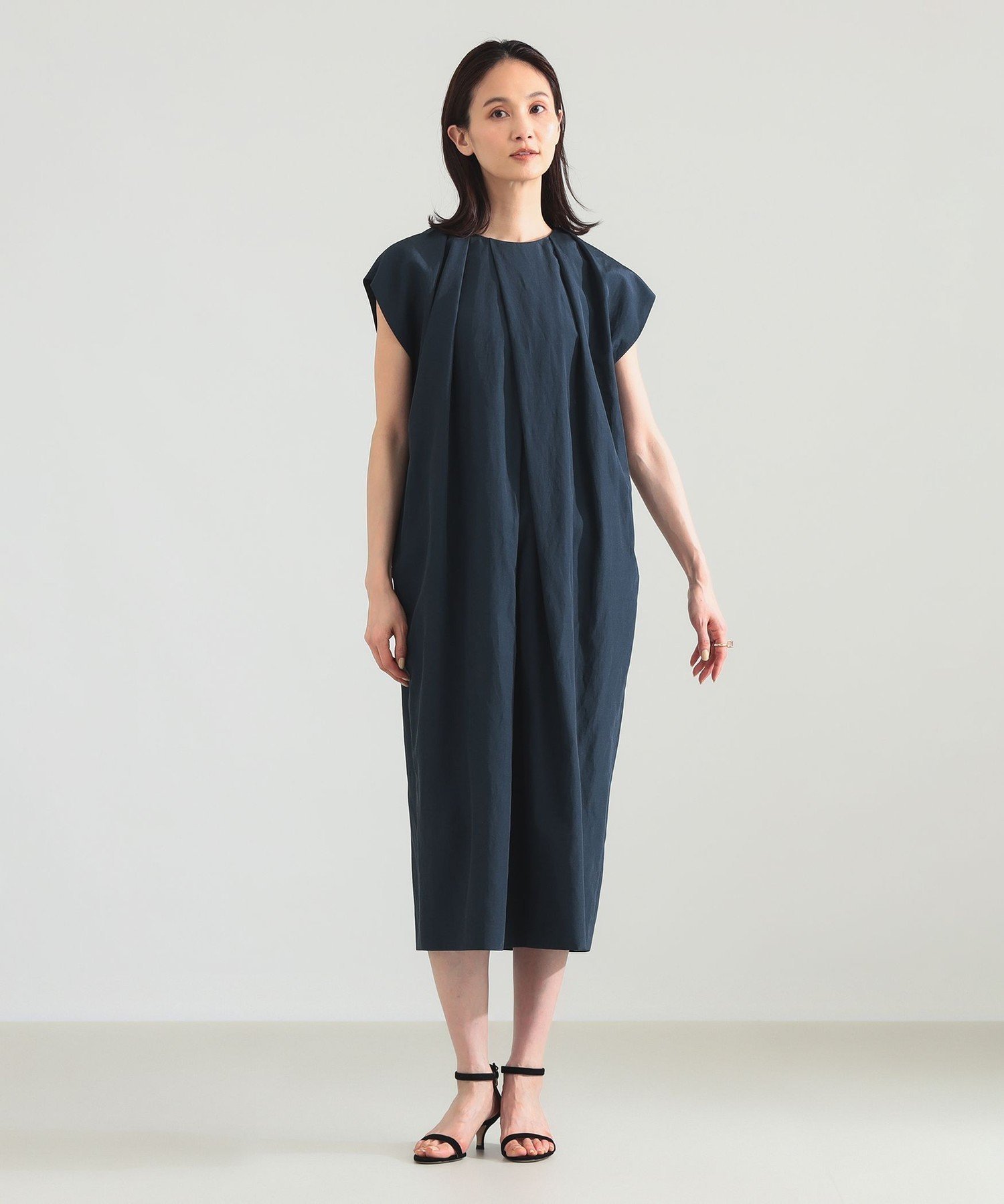 Demi-Luxe BEAMS リネン オーバー タック ワンピース デミルクス ビームス ワンピース・ドレス その他のワンピース・ドレス ネイビー【送料無料】